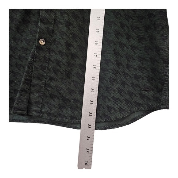 Scotch & Soda Mens Corduroy Shirt Button Down‎ Houndstooth Preppy Black Olive XL - Picture 14 of 15